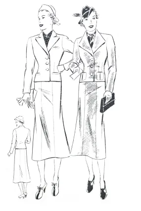 1937 Vintage Butterick 7239 Womens Skirt Suit Sewing Pattern