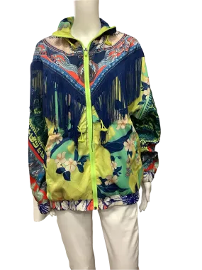 Anthropologie Farm Jacket Bright Multicolor Lined Windbreaker Fringe Size: XS