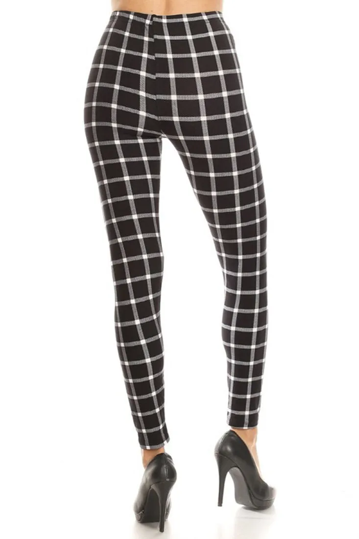 Black White Shepherd Check Leggings