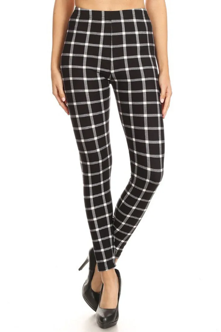 Black White Shepherd Check Leggings