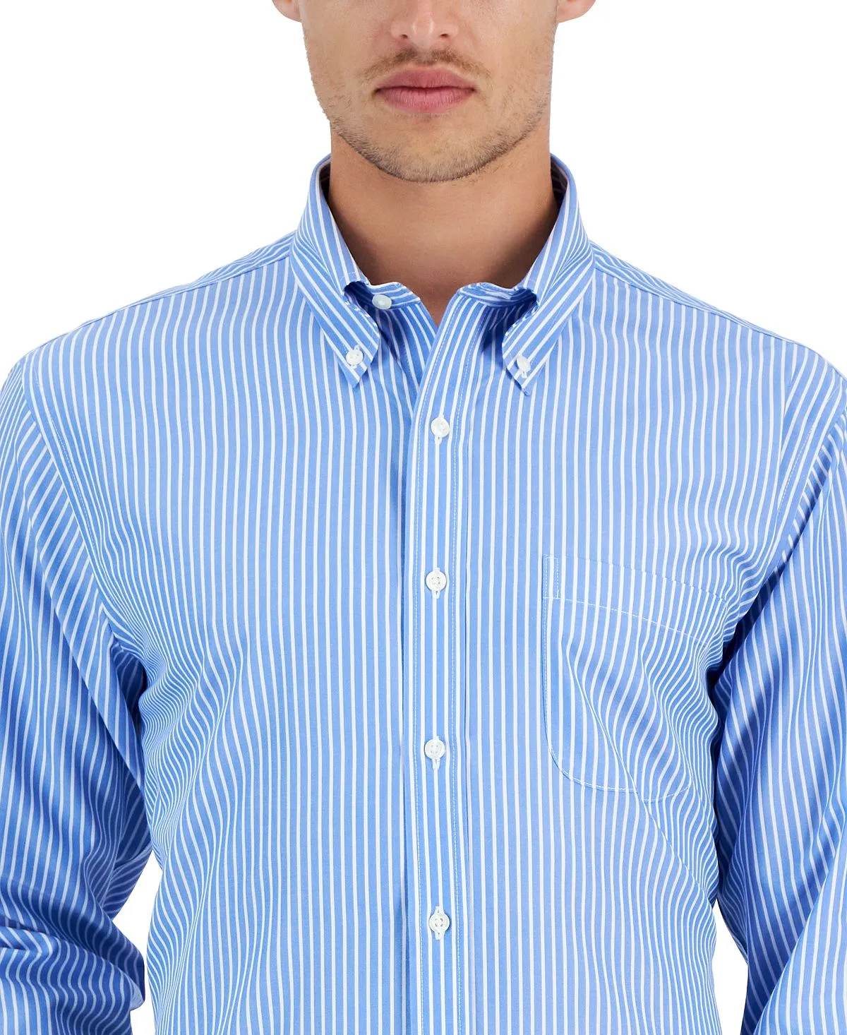 Brooks Brothers Men's Iron-On Pinstripe Regular Fit Dress Shirt