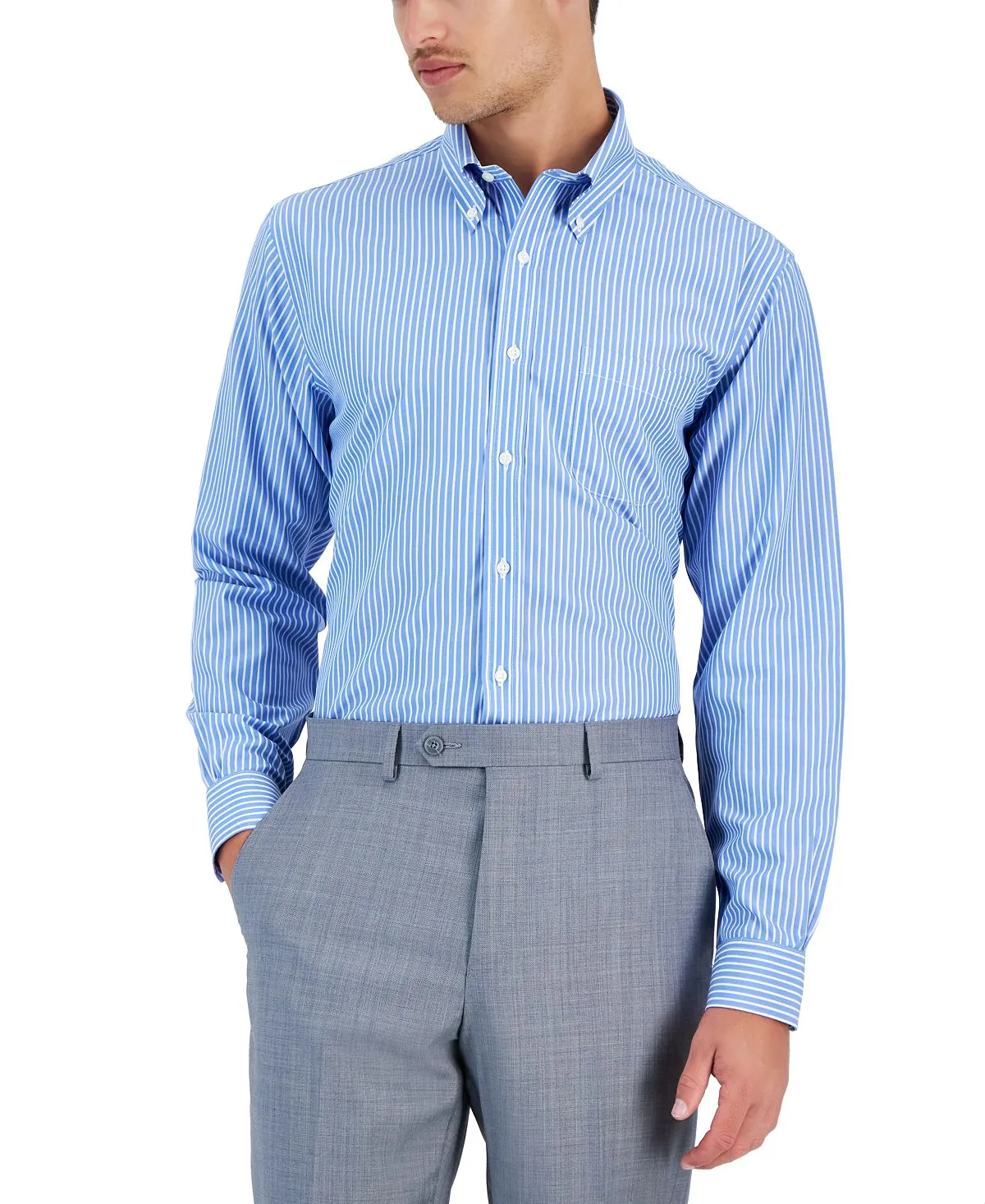 Brooks Brothers Men's Iron-On Pinstripe Regular Fit Dress Shirt