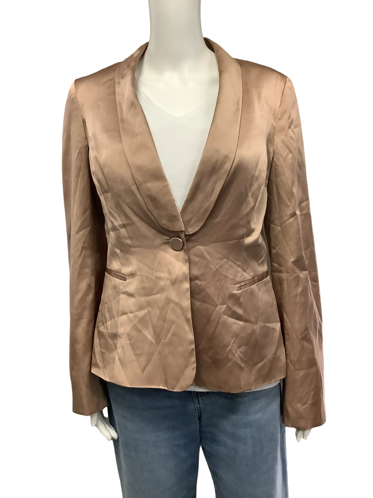 Cami NYC Jacket Satin Tuxedo Collar Neutral Size: S