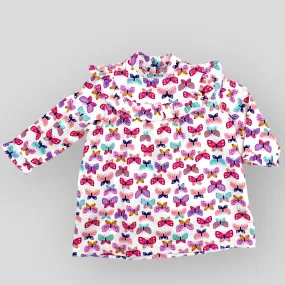 Cotton Pink Butterfly Printed Long Sleeve Dress for Babies and Kids