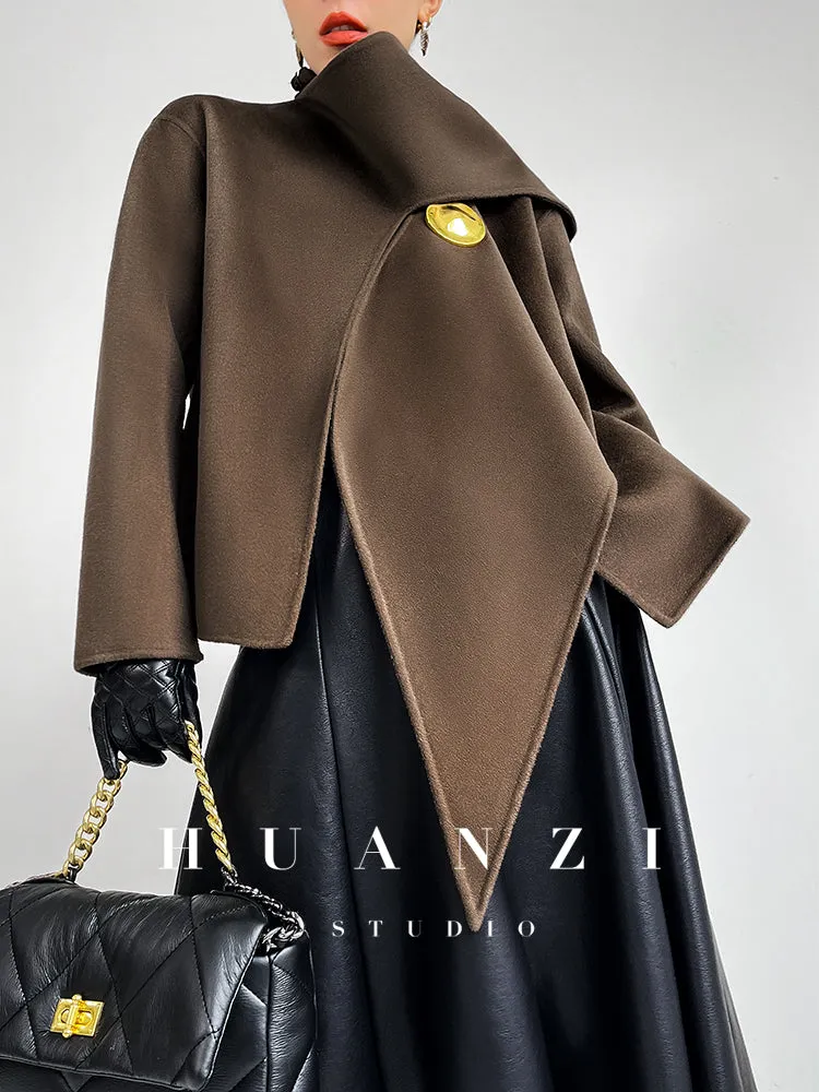 Double-sided wool autumn winter short cashmere coat - Lioew