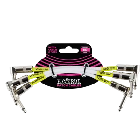 Ernie Ball 6 Angle / Angle Patch Cable 3-Pack - White