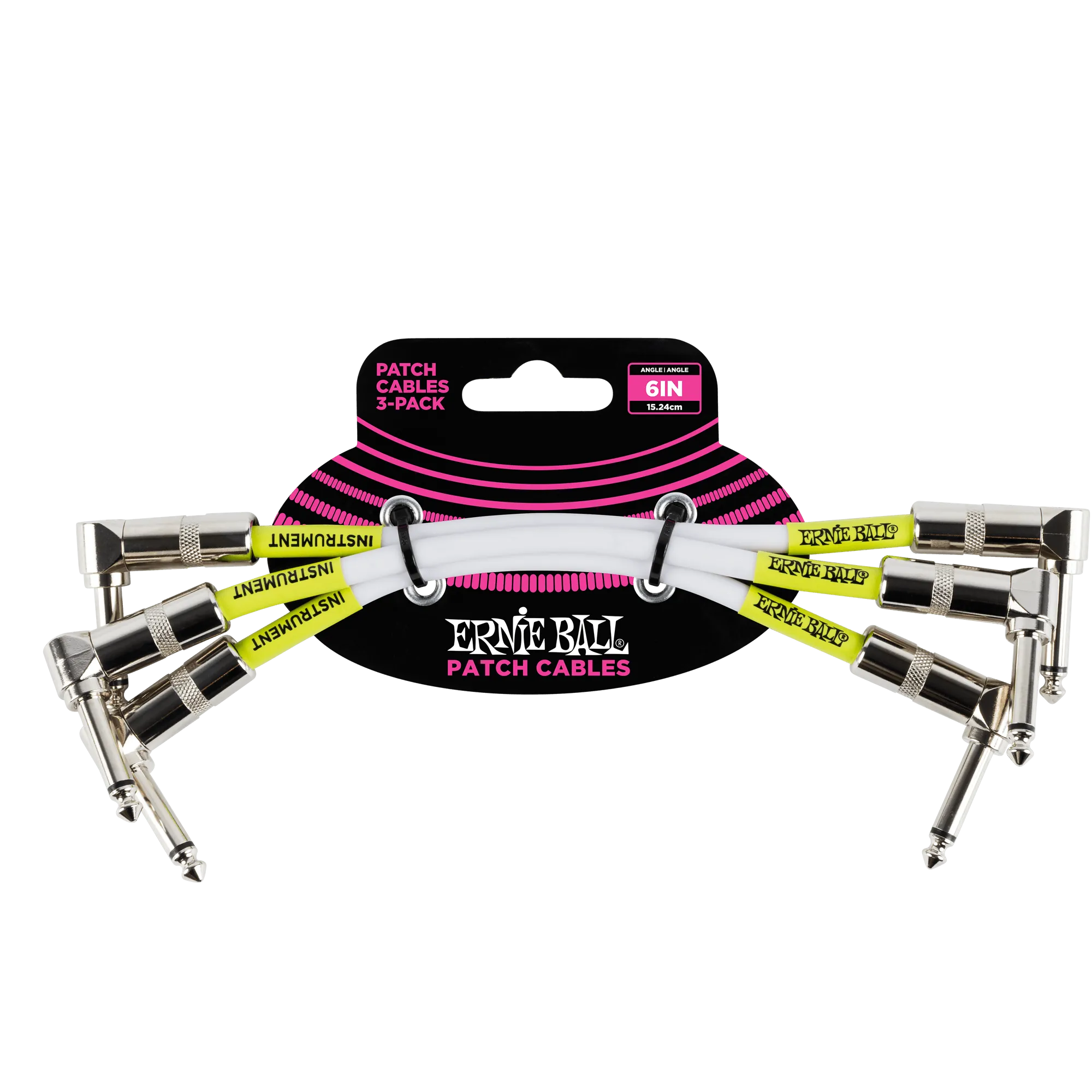 Ernie Ball 6 Angle / Angle Patch Cable 3-Pack - White