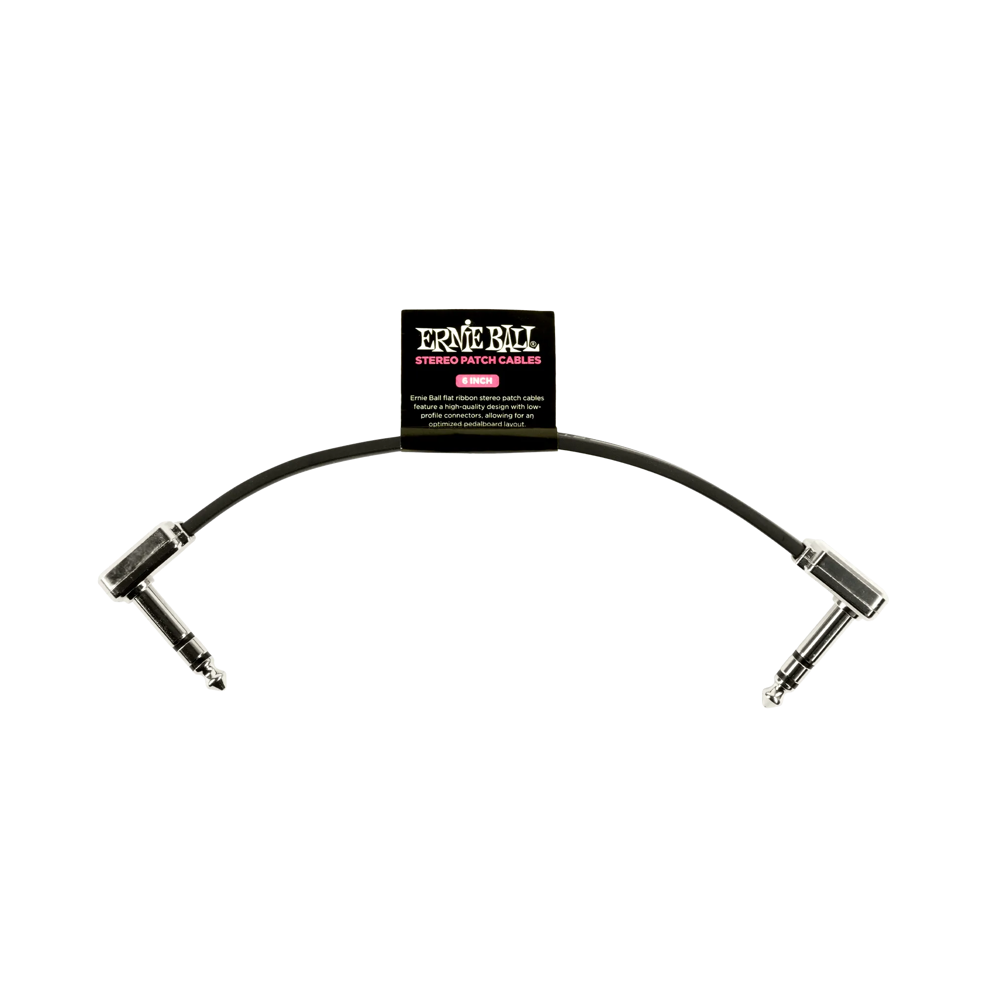 Ernie Ball 6 Flat Ribbon Stereo Patch Cable Black Single