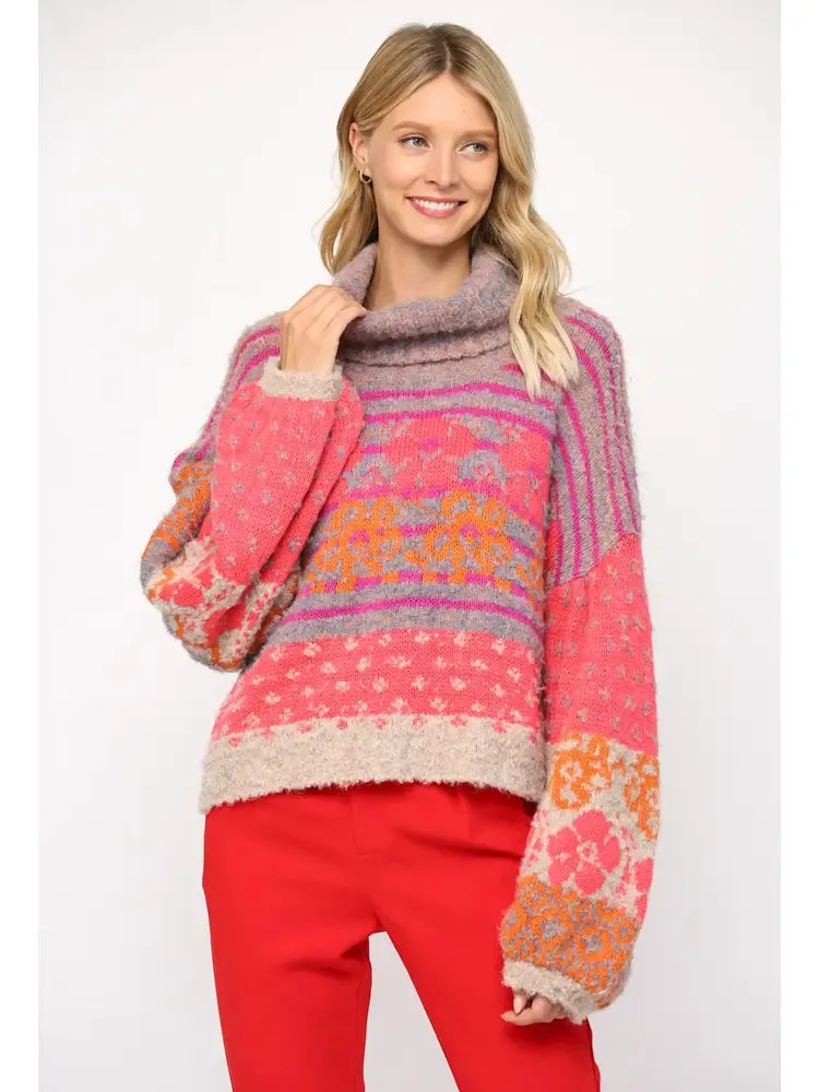 Floral Turtle Neck Sweater