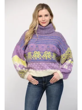 Floral Turtle Neck Sweater