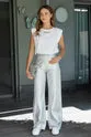 High waist bright textured pants -