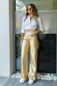 High waist bright textured pants -