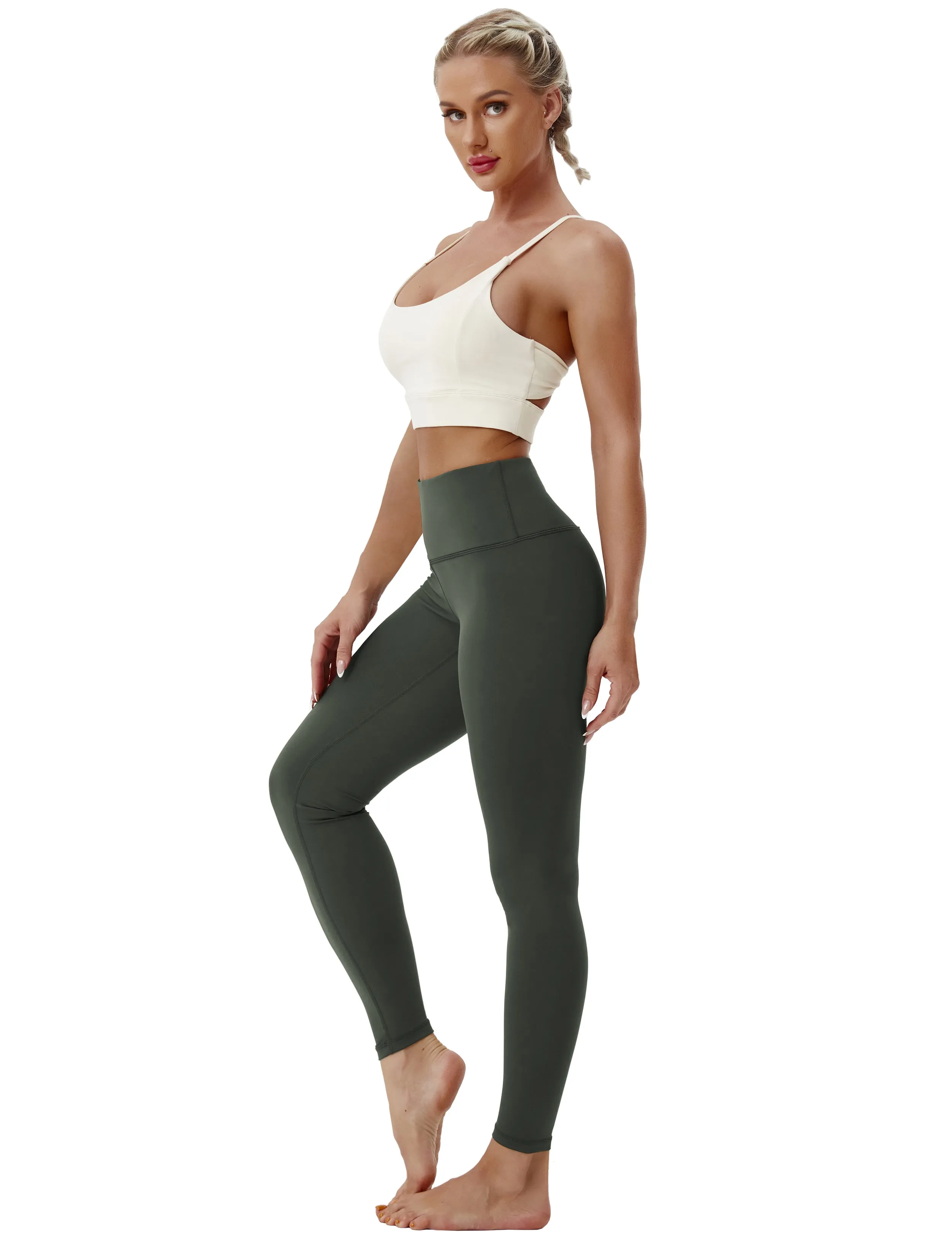 High Waist Yoga Pants olivegray_yoga