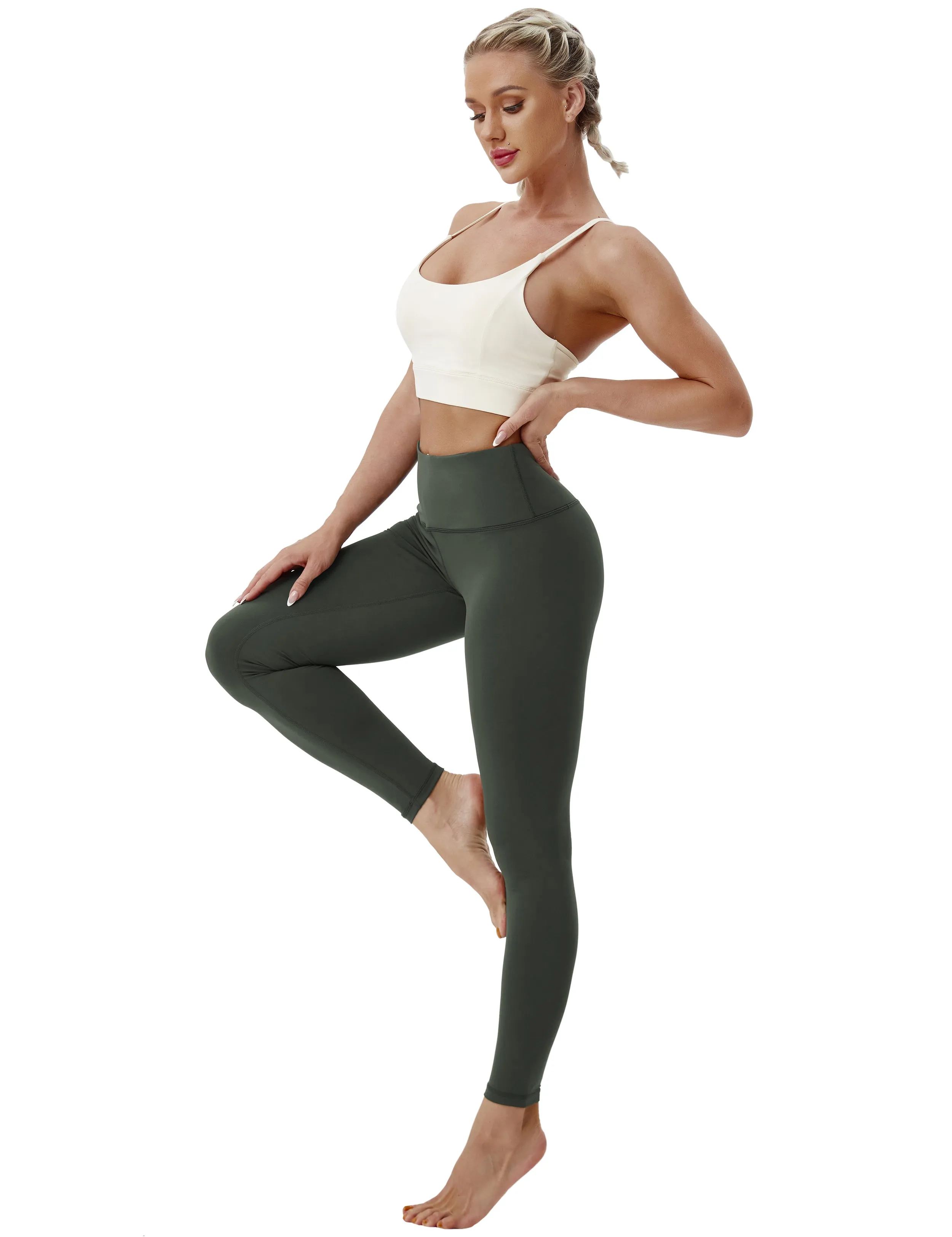 High Waist Yoga Pants olivegray_yoga