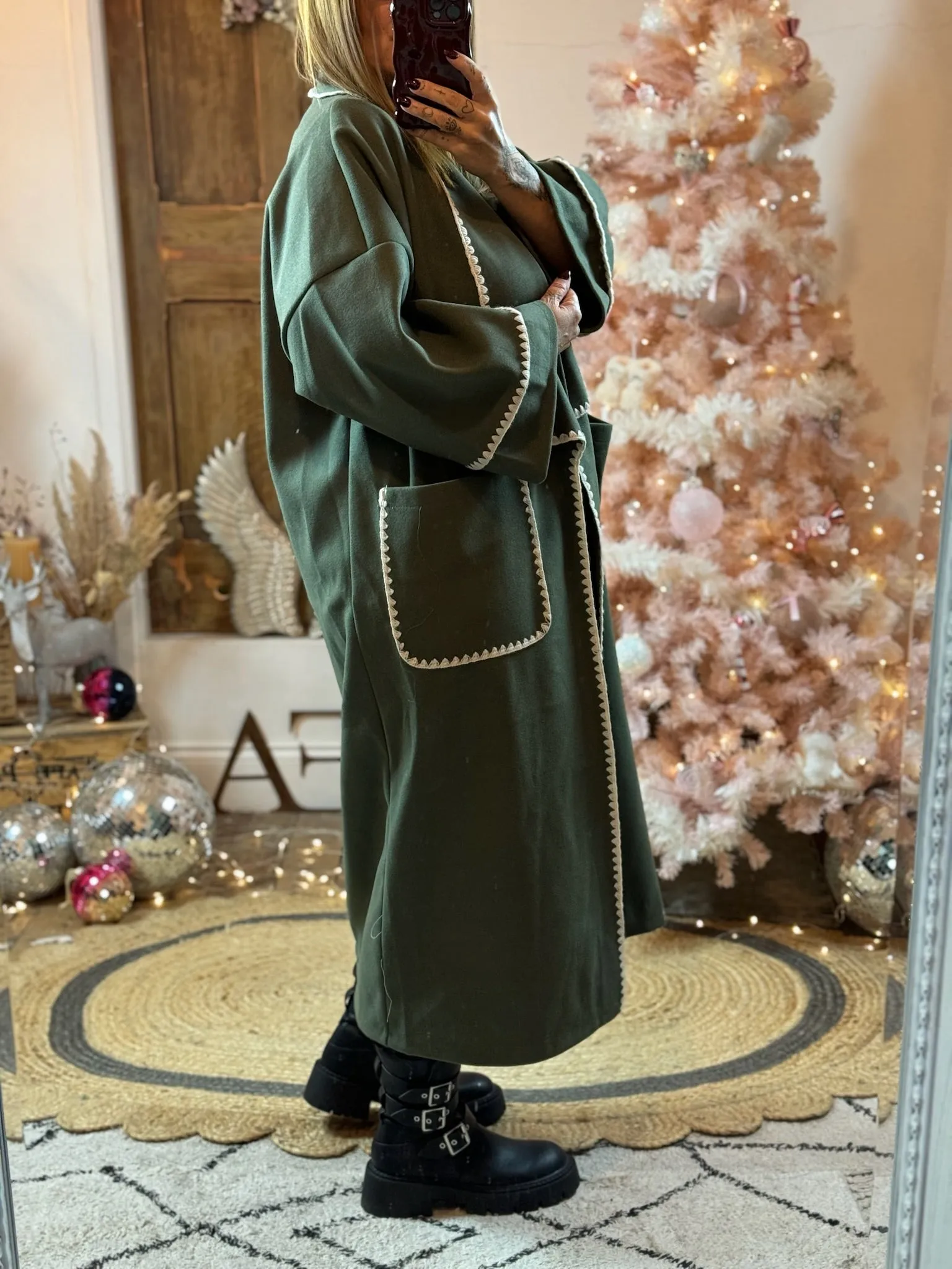 Khaki Jaxson Longline Contrast Edge Lightweight Jacket