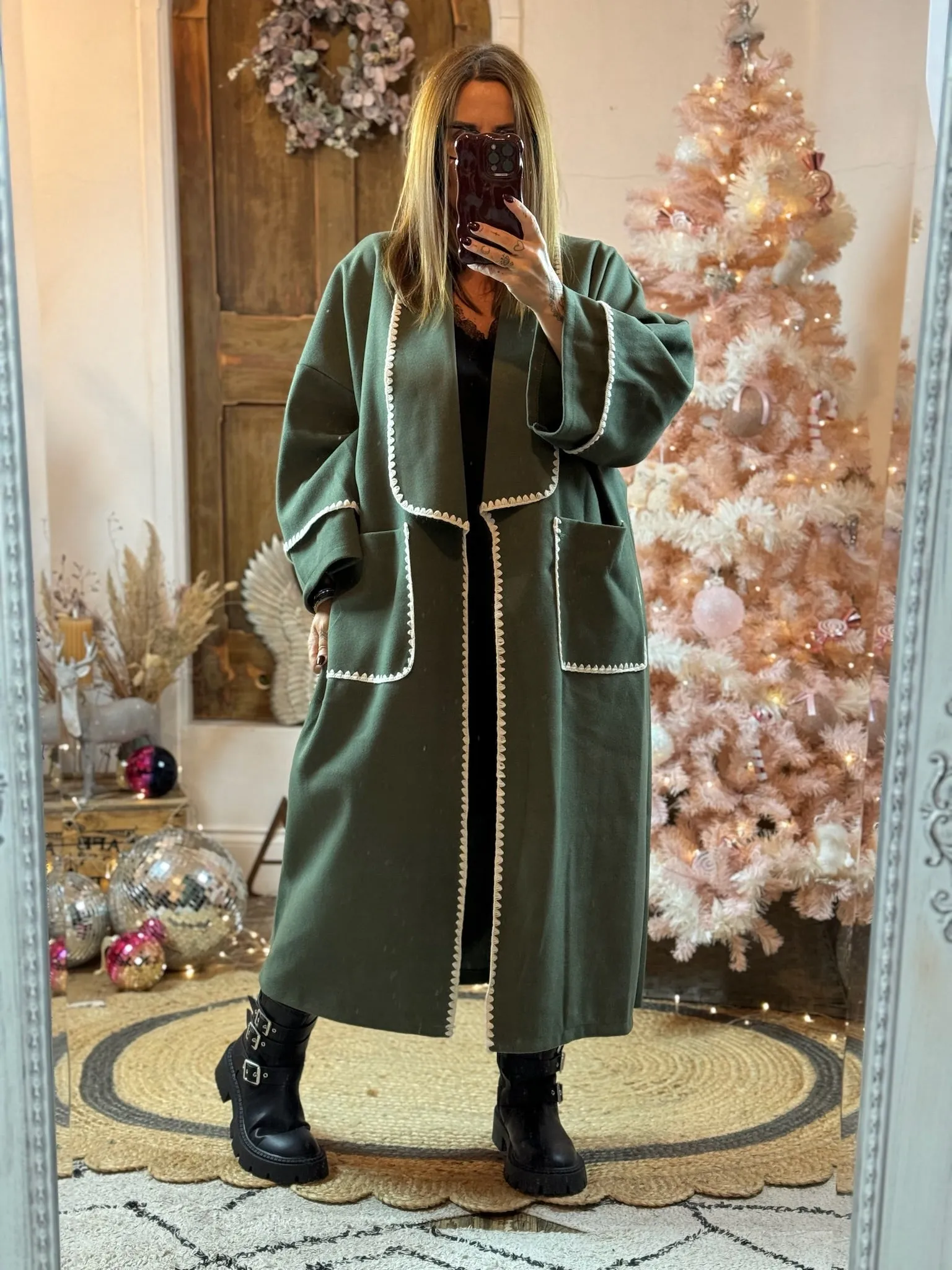 Khaki Jaxson Longline Contrast Edge Lightweight Jacket