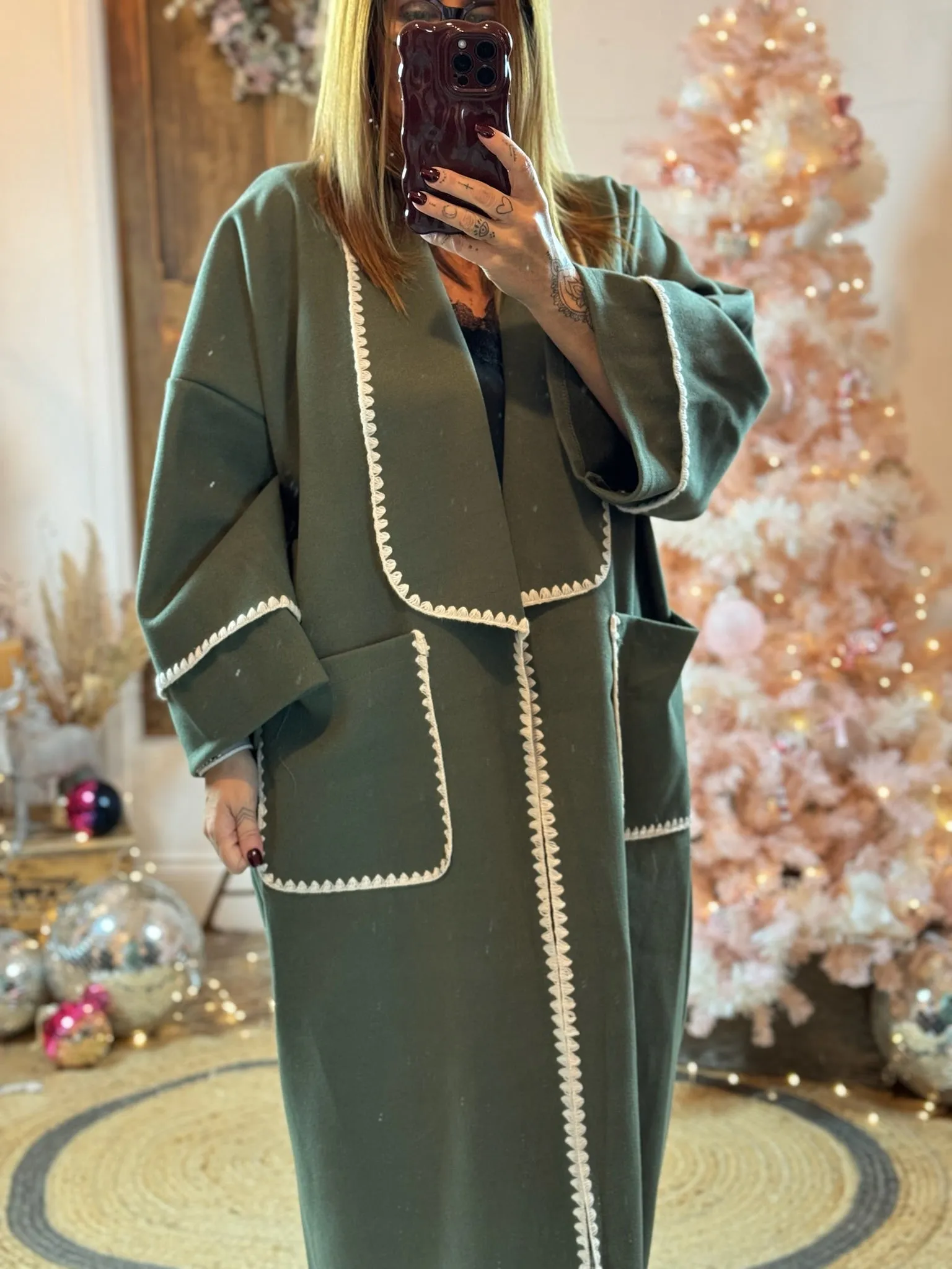 Khaki Jaxson Longline Contrast Edge Lightweight Jacket