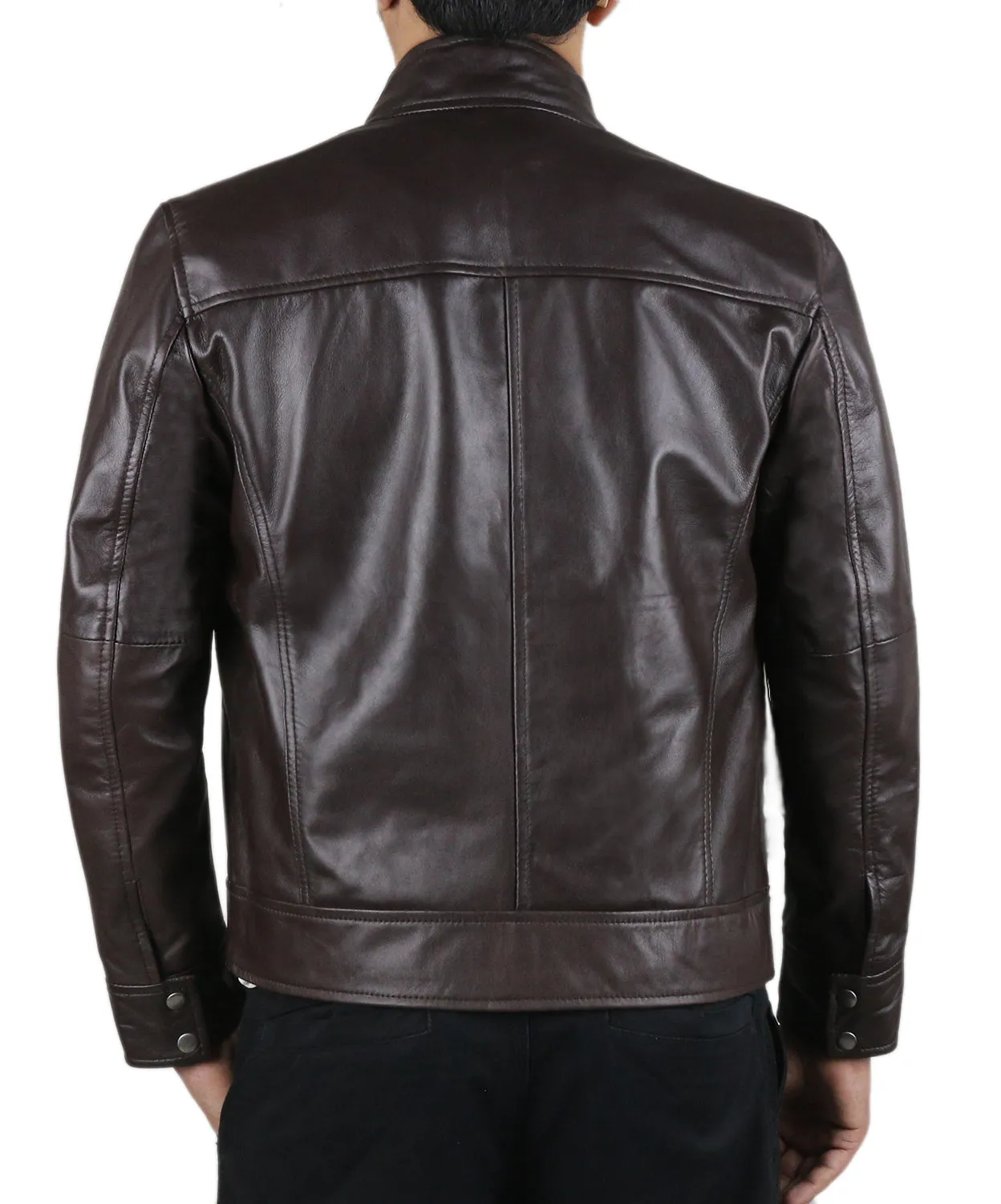 Leather Jackets Hub Mens Genuine Cowhide Leather Jacket (Black, Racer Jacket) - 1501500