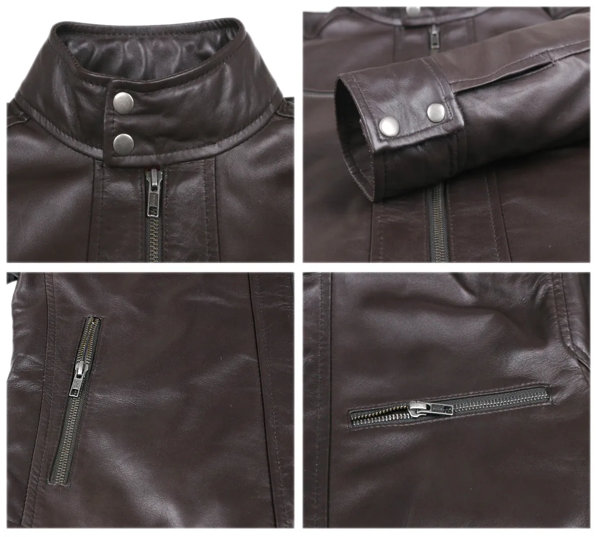 Leather Jackets Hub Mens Genuine Cowhide Leather Jacket (Black, Racer Jacket) - 1501500