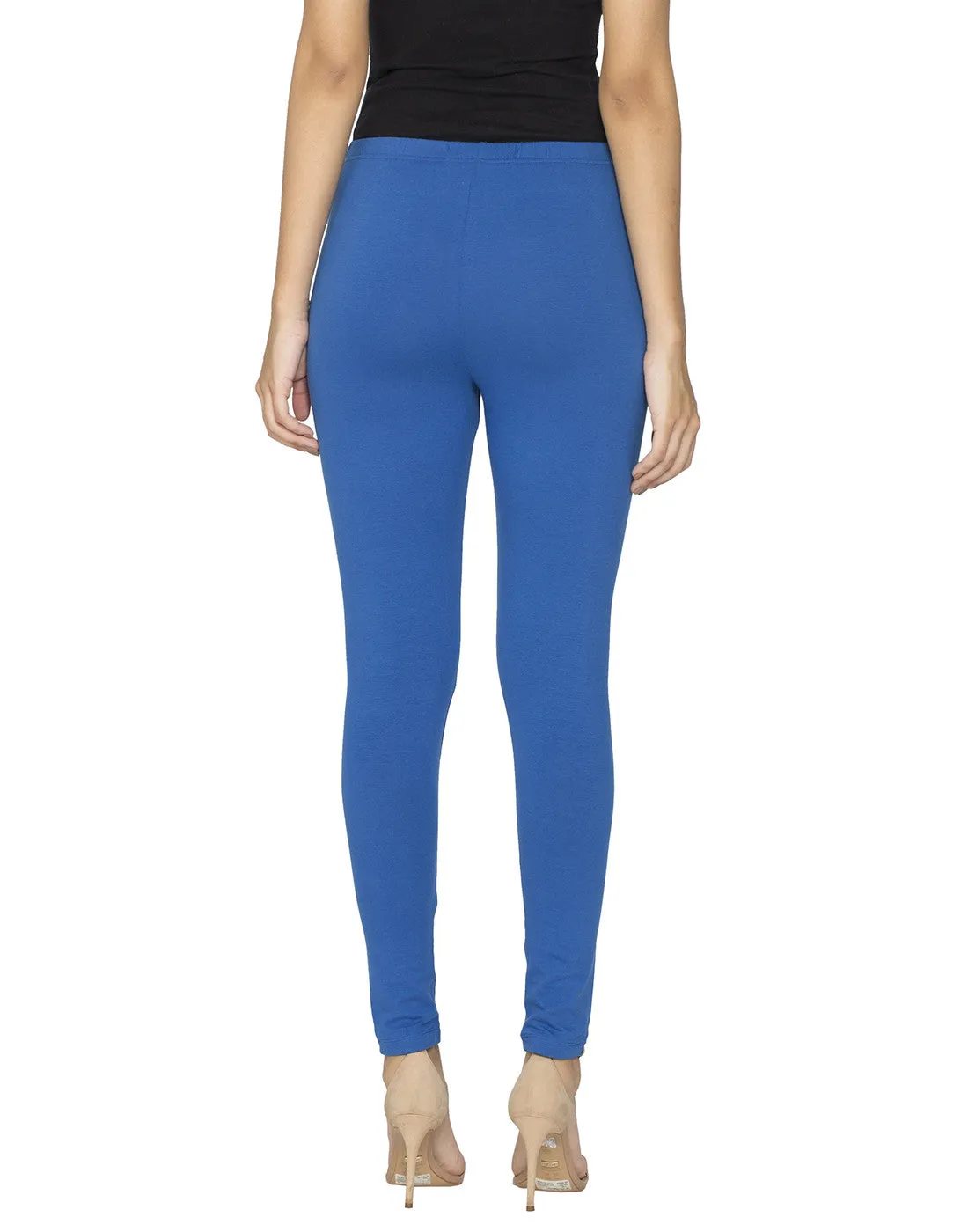 Libertina Navy Blue Solid Jersey Lycra Ankle Leggings for Women