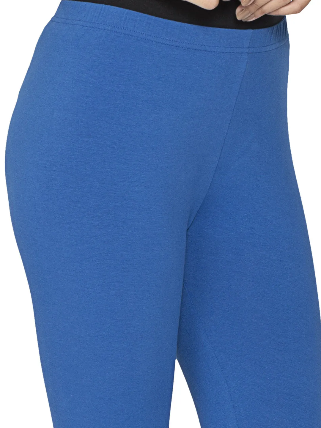 Libertina Navy Blue Solid Jersey Lycra Ankle Leggings for Women
