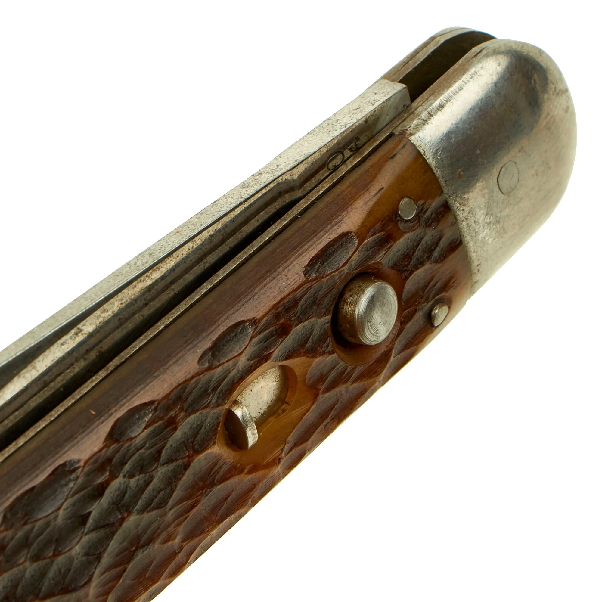 Original U.S. WWII Airborne Schrade "Presto" M2 Knife with Red Imitation Jigged Bone Handle