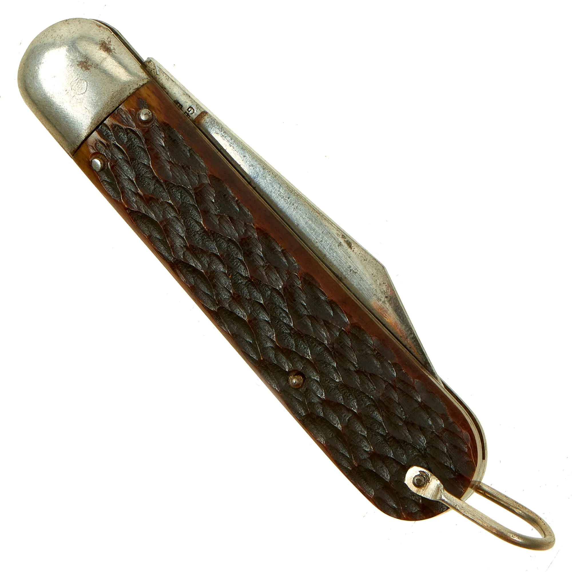 Original U.S. WWII Airborne Schrade "Presto" M2 Knife with Red Imitation Jigged Bone Handle