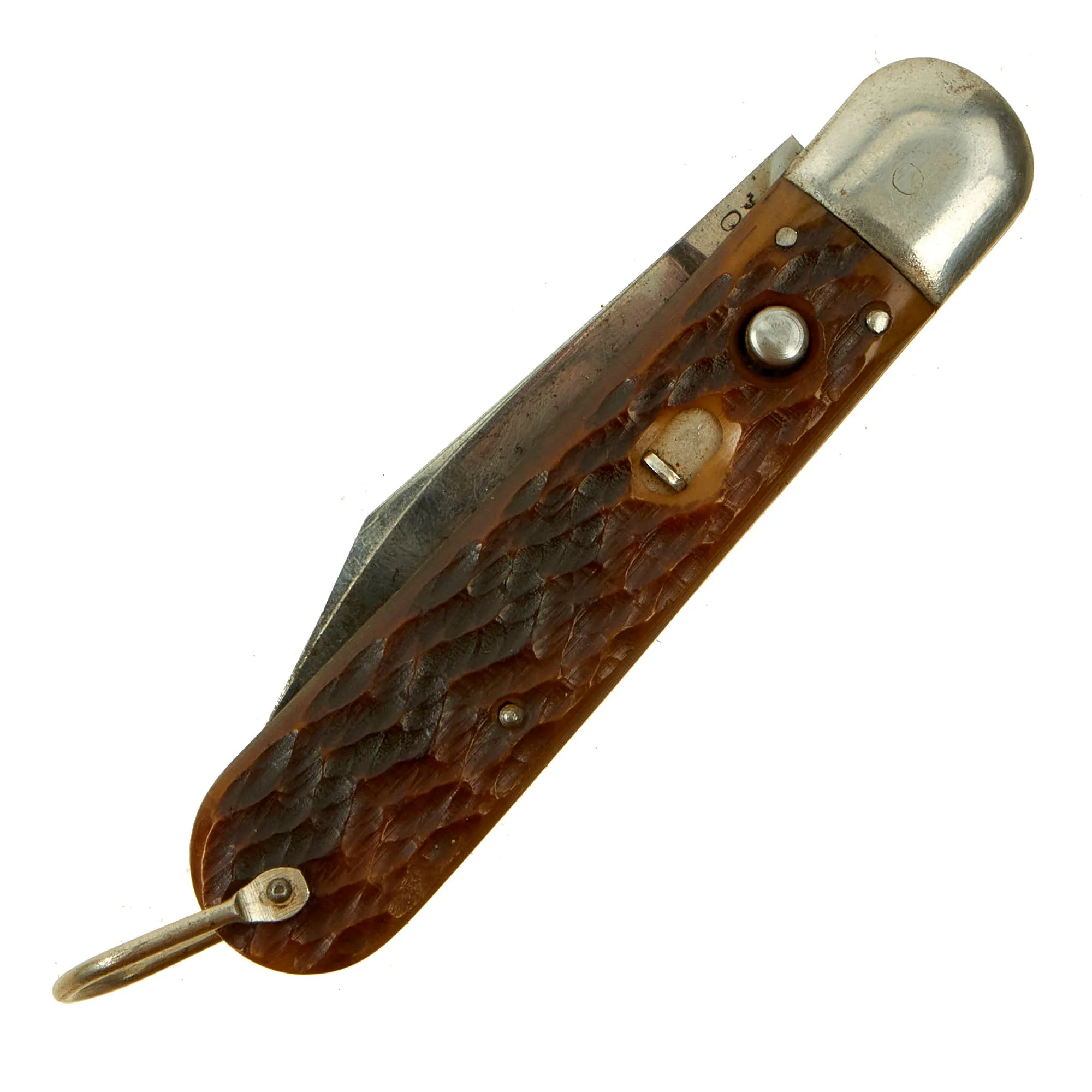 Original U.S. WWII Airborne Schrade "Presto" M2 Knife with Red Imitation Jigged Bone Handle