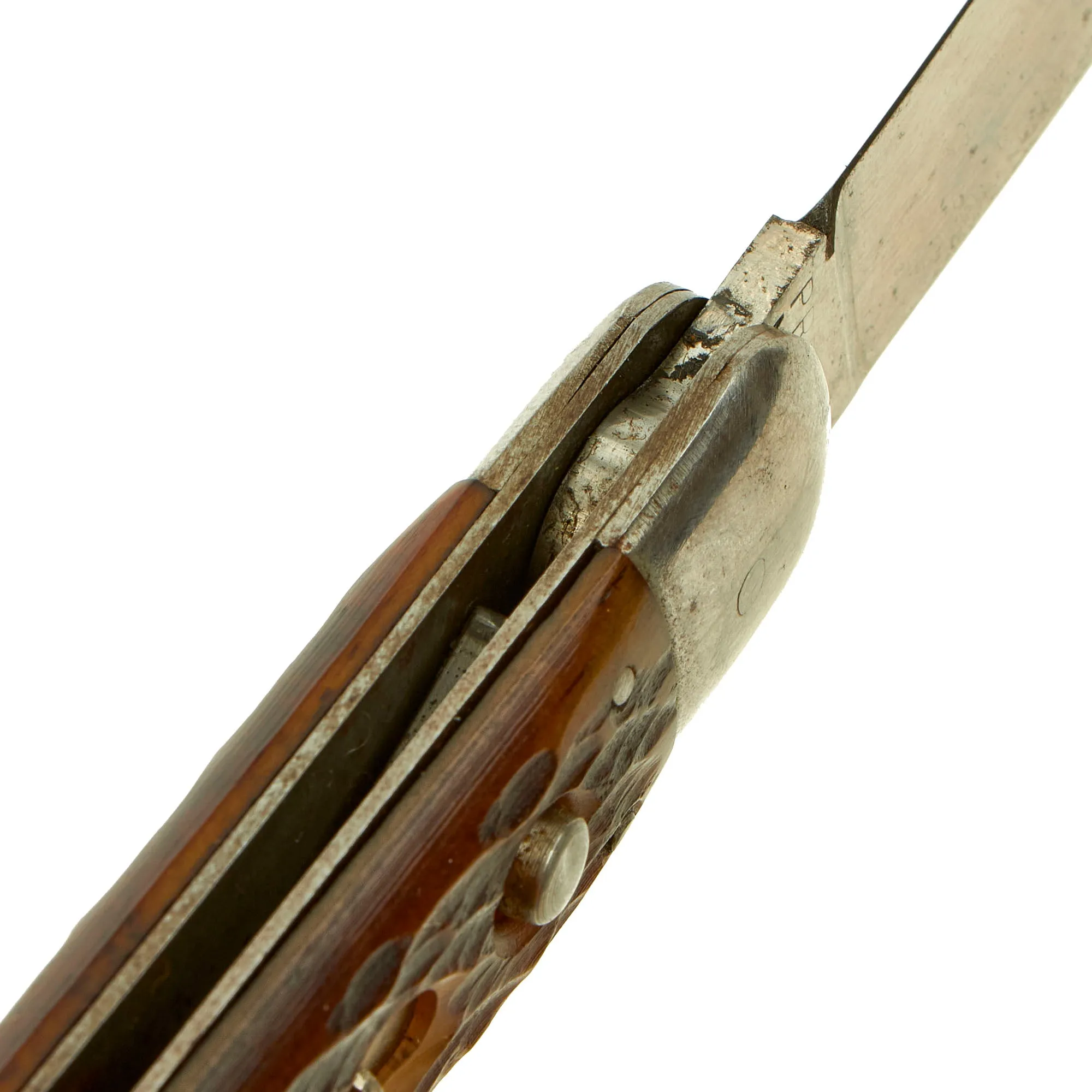 Original U.S. WWII Airborne Schrade "Presto" M2 Knife with Red Imitation Jigged Bone Handle