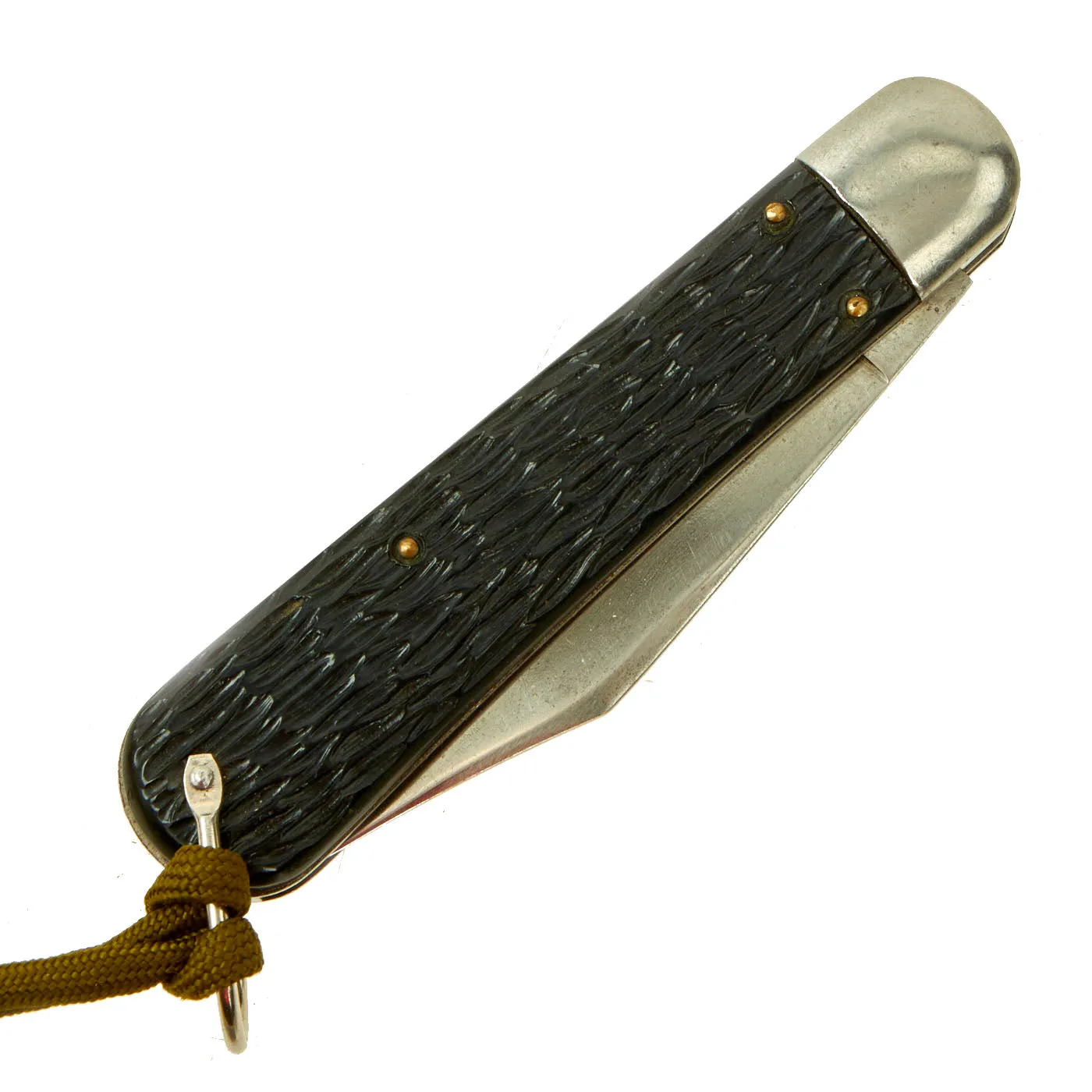 Original U.S. WWII style Unissued Korean War Airborne Schrade Walden NY M2 Pocket Knife with Bail, Cord and Original Packaging