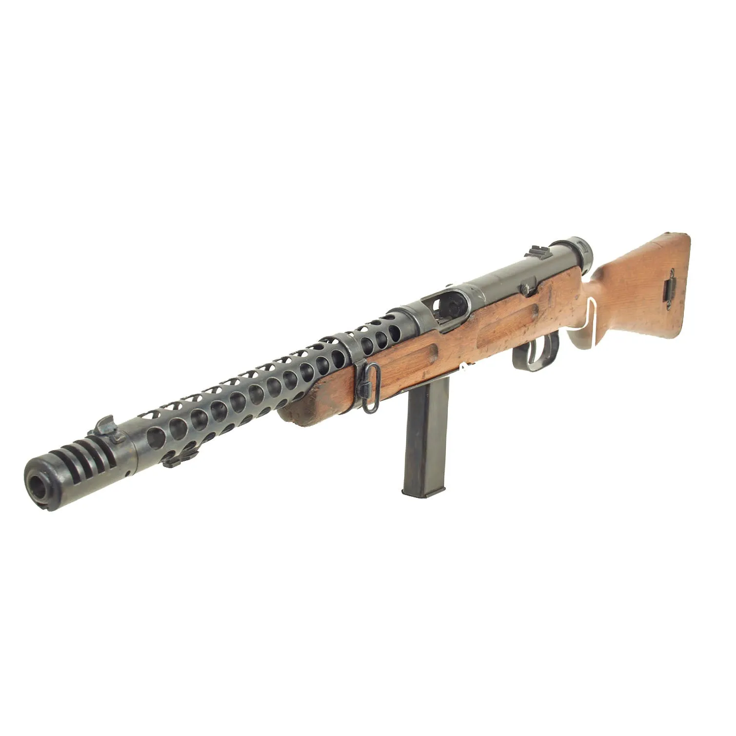 Original WWII Italian Beretta MP38A SMG with Ventilated Barrel Jacket, Live Barrel