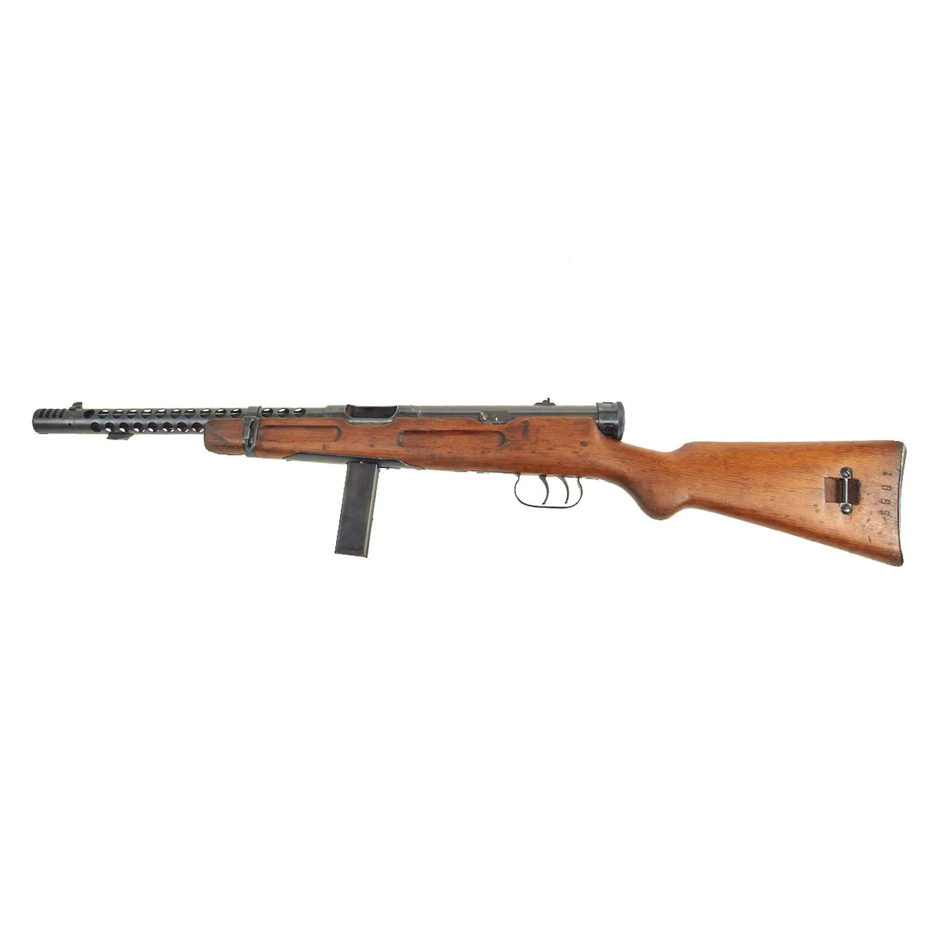 Original WWII Italian Beretta MP38A SMG with Ventilated Barrel Jacket, Live Barrel