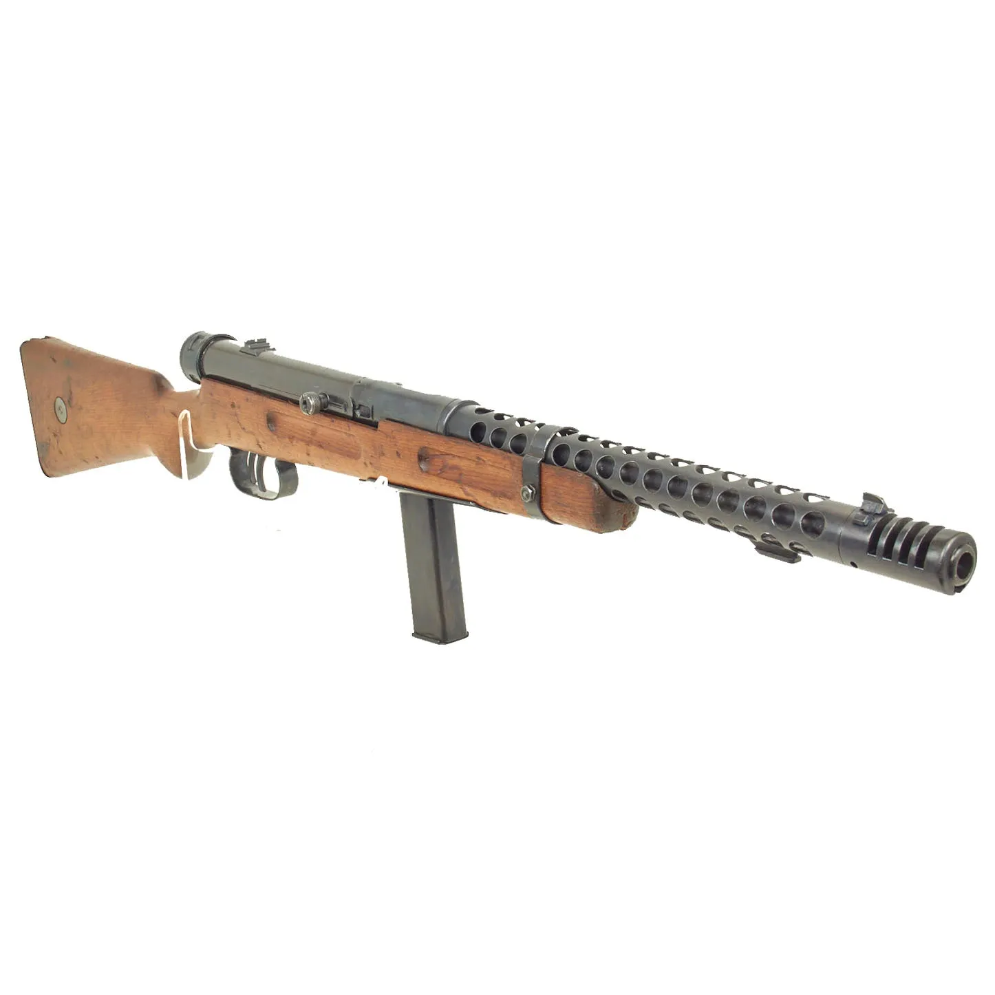 Original WWII Italian Beretta MP38A SMG with Ventilated Barrel Jacket, Live Barrel
