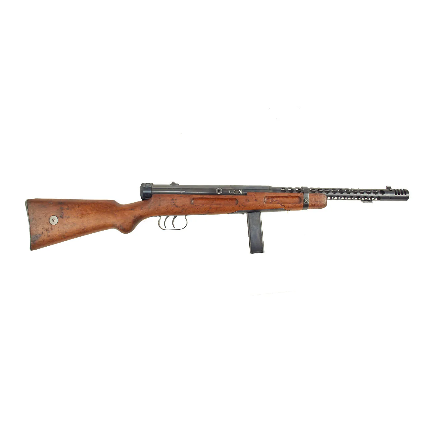 Original WWII Italian Beretta MP38A SMG with Ventilated Barrel Jacket, Live Barrel