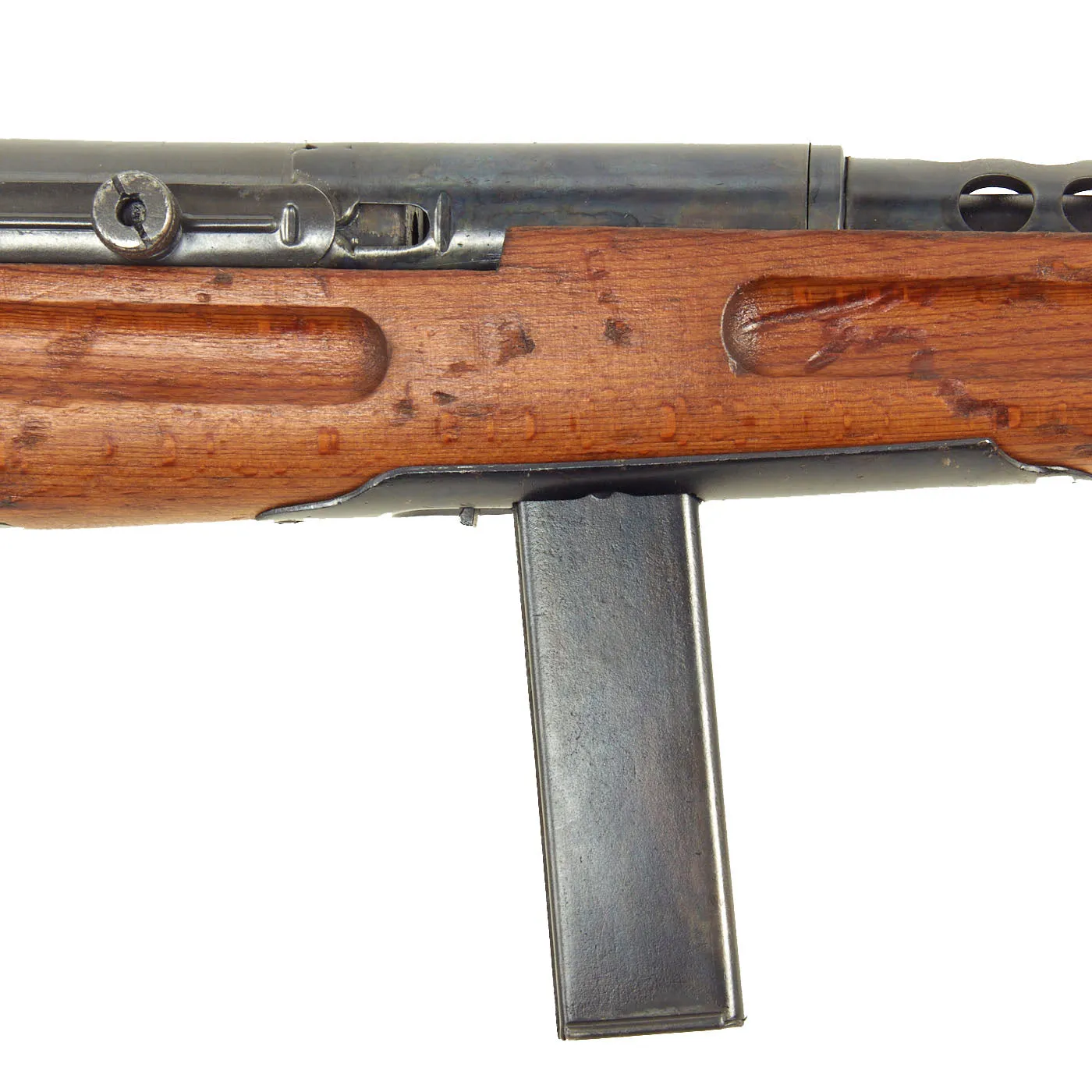 Original WWII Italian Beretta MP38A SMG with Ventilated Barrel Jacket, Live Barrel