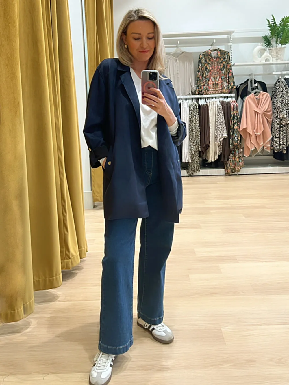 Paige Faux Suede Jacket - Navy