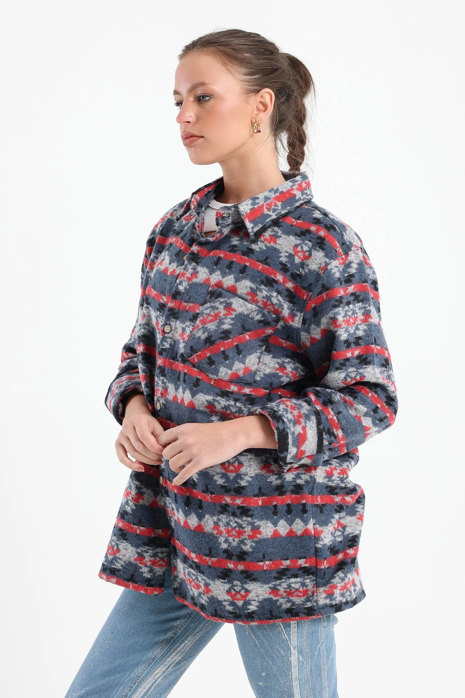 Petrol Blue Rare Vintage Print Overshirt - Fit Freak