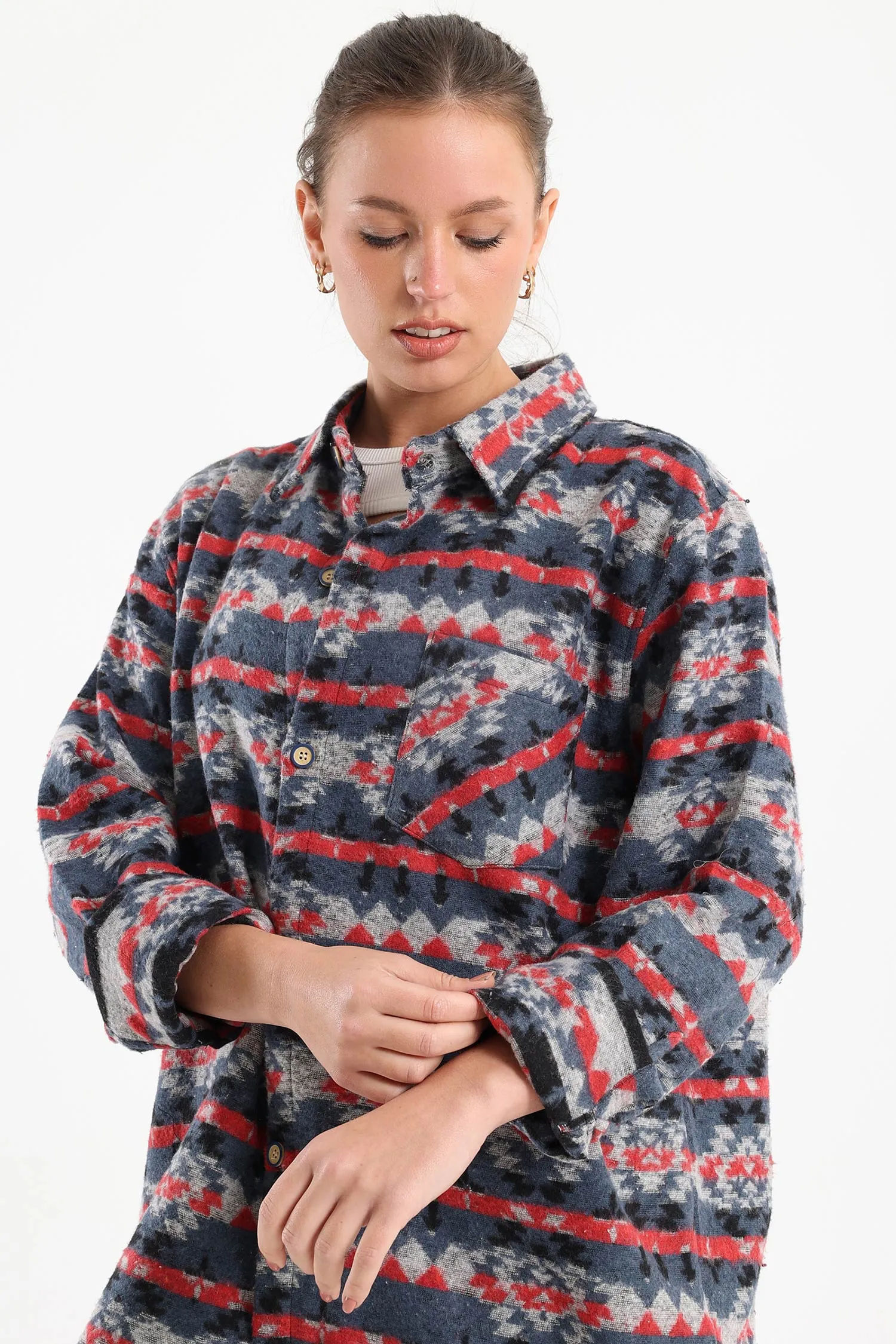 Petrol Blue Rare Vintage Print Overshirt - Fit Freak