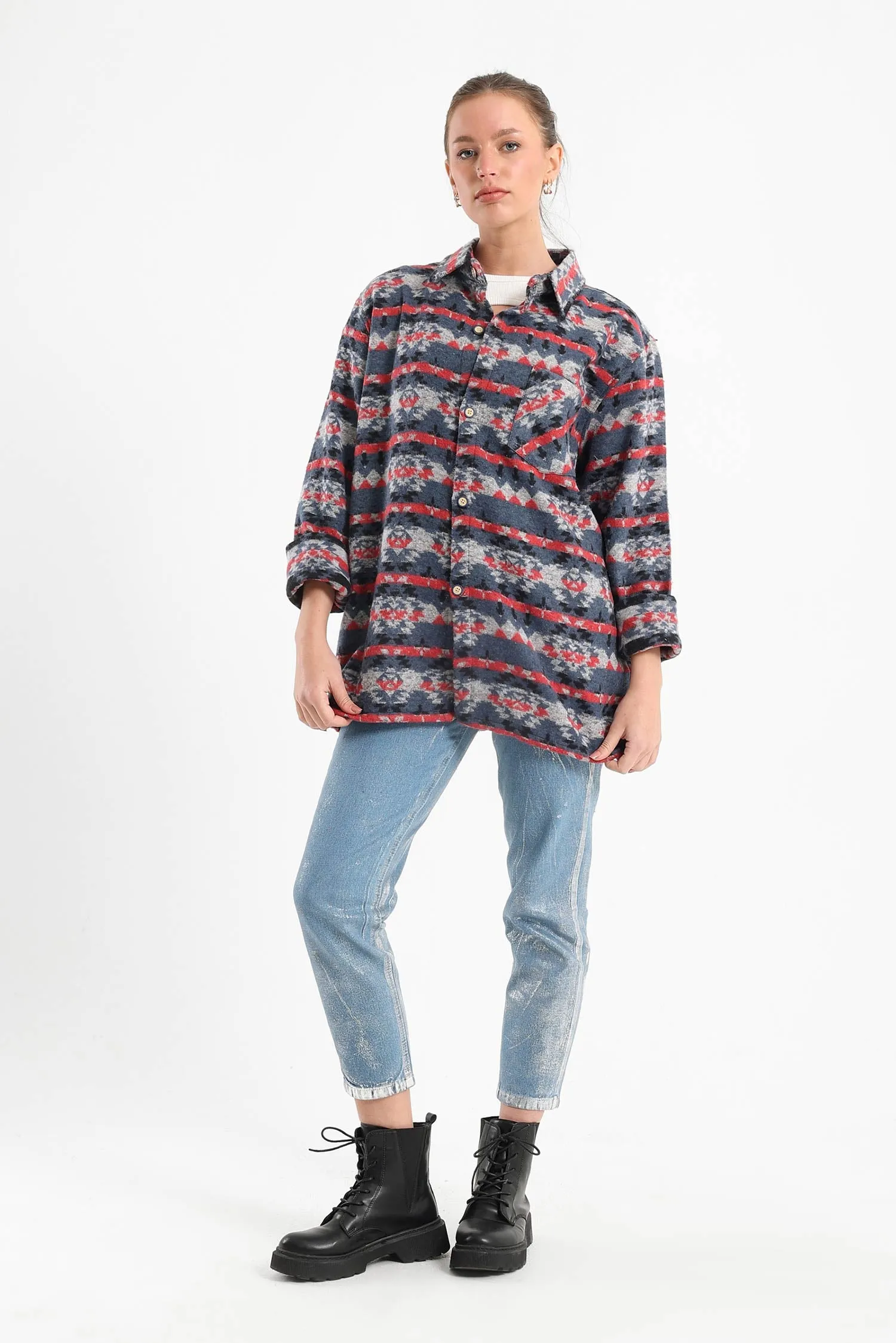 Petrol Blue Rare Vintage Print Overshirt - Fit Freak