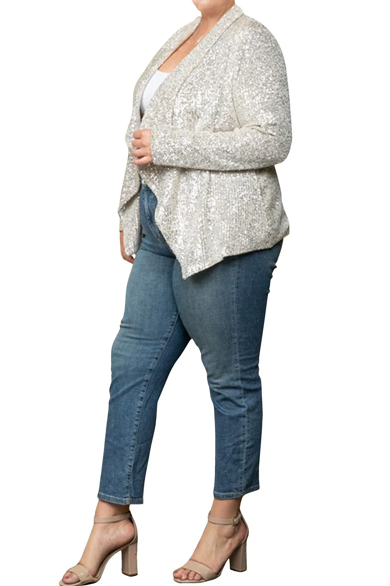 Plus Size Sequin Jacket