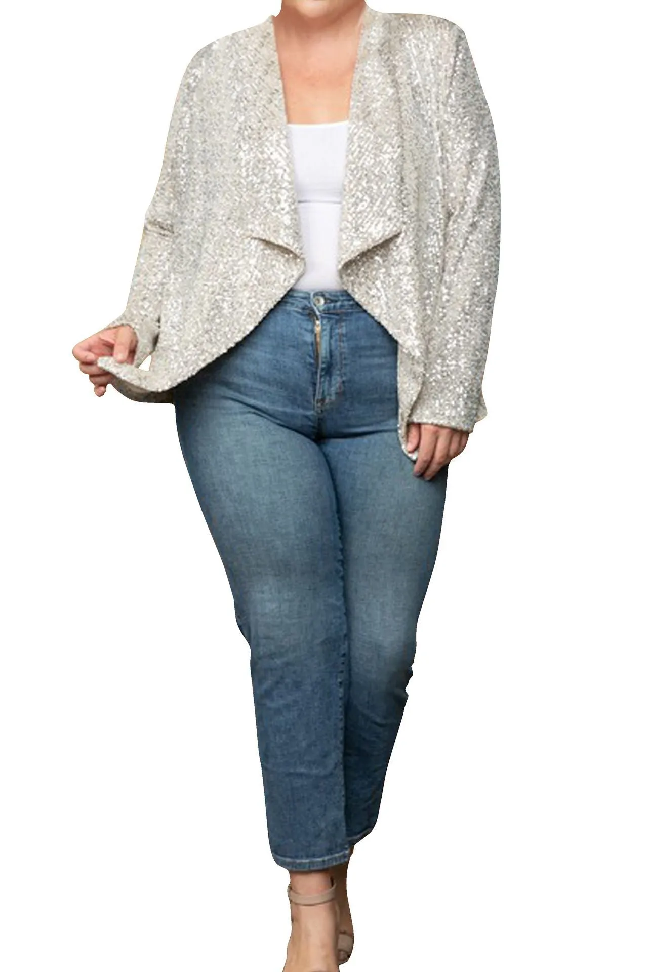 Plus Size Sequin Jacket