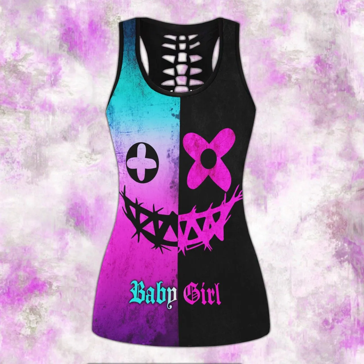 Purple Black Smile Skull Tanktop and Leggings