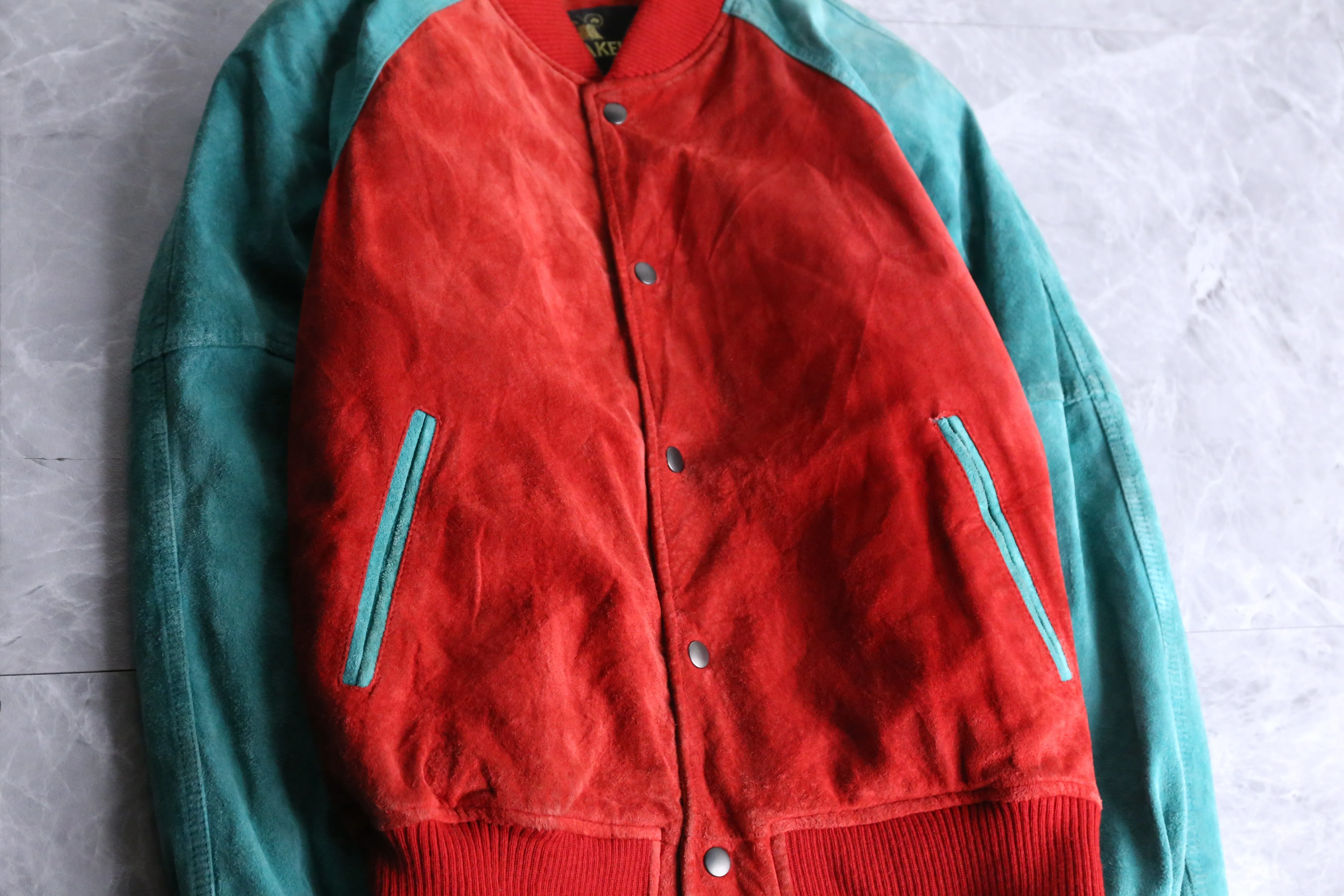 rare color nubuck raglan sleeves stadium jumper