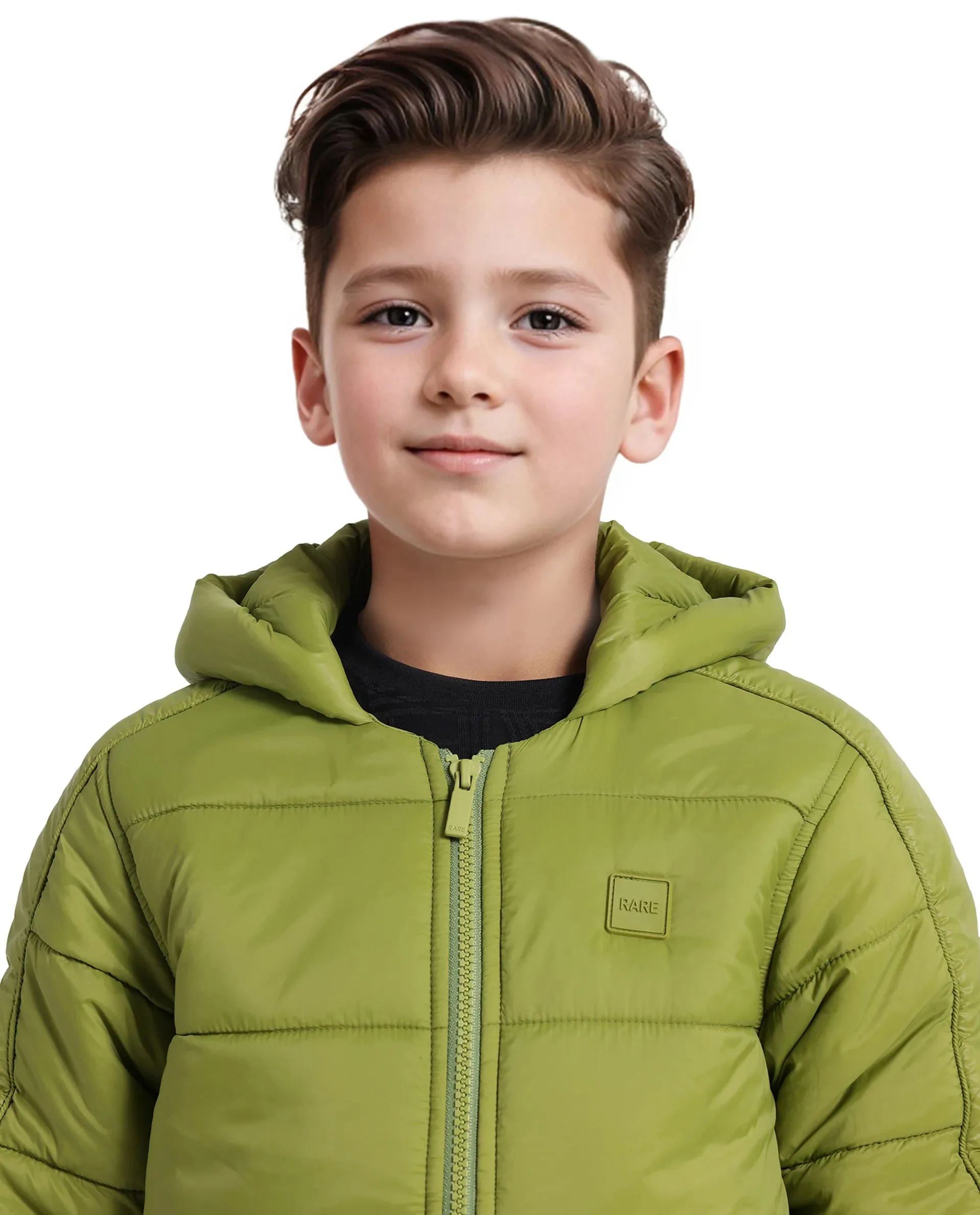 Rare Ones Kids Frant Flouroscent Green Nylon Full Sleeve Solid Jacket