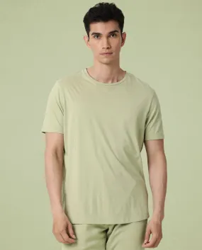 Rare Rabbit Articale Men's Cardamom Green Crew Neck Offset Branded T-shirt
