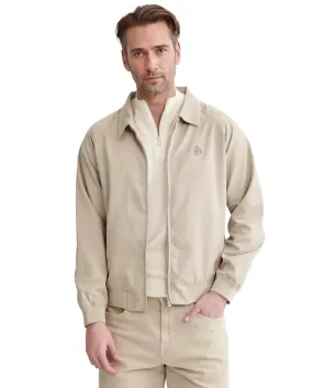 Rare Rabbit Men Clayon Beige Polyester Fabric Full Sleeve Embroidered Logo Spread Collar Solid Jacket
