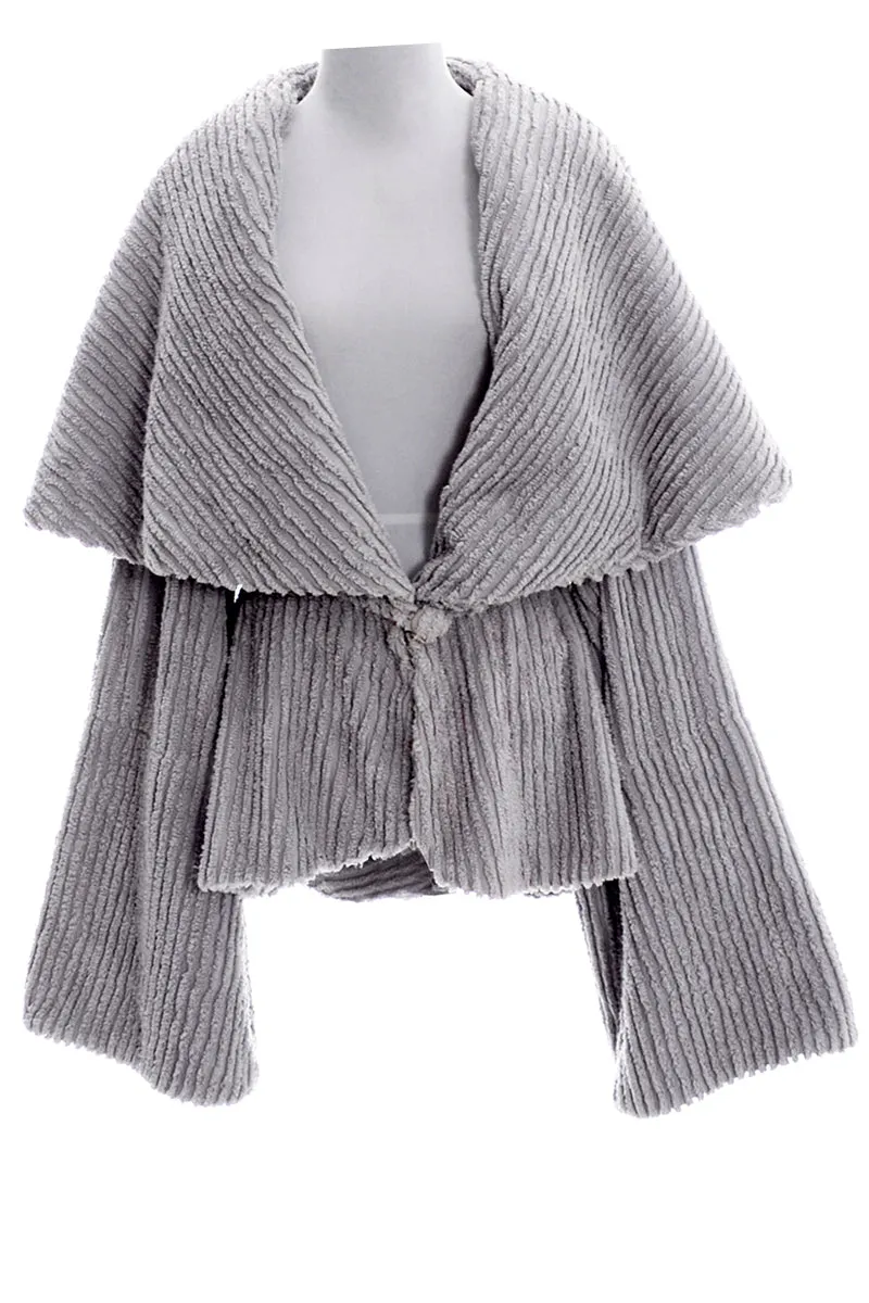 RESERVED // 1980s Norma Kamali Gray Chenille Shawl Collar Jacket w/ Peplum