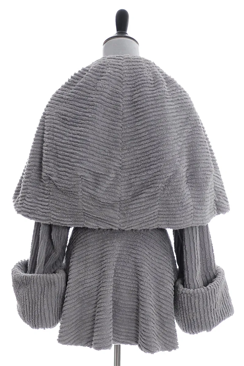 RESERVED // 1980s Norma Kamali Gray Chenille Shawl Collar Jacket w/ Peplum
