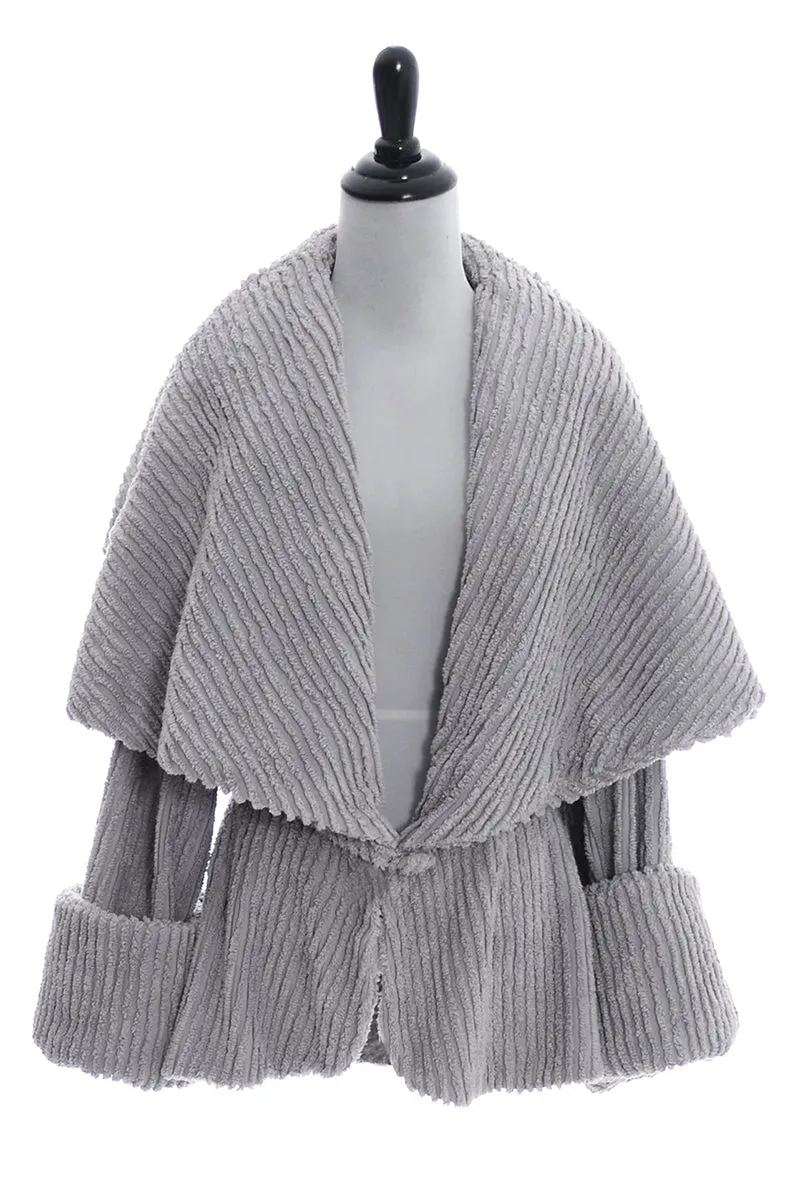 RESERVED // 1980s Norma Kamali Gray Chenille Shawl Collar Jacket w/ Peplum