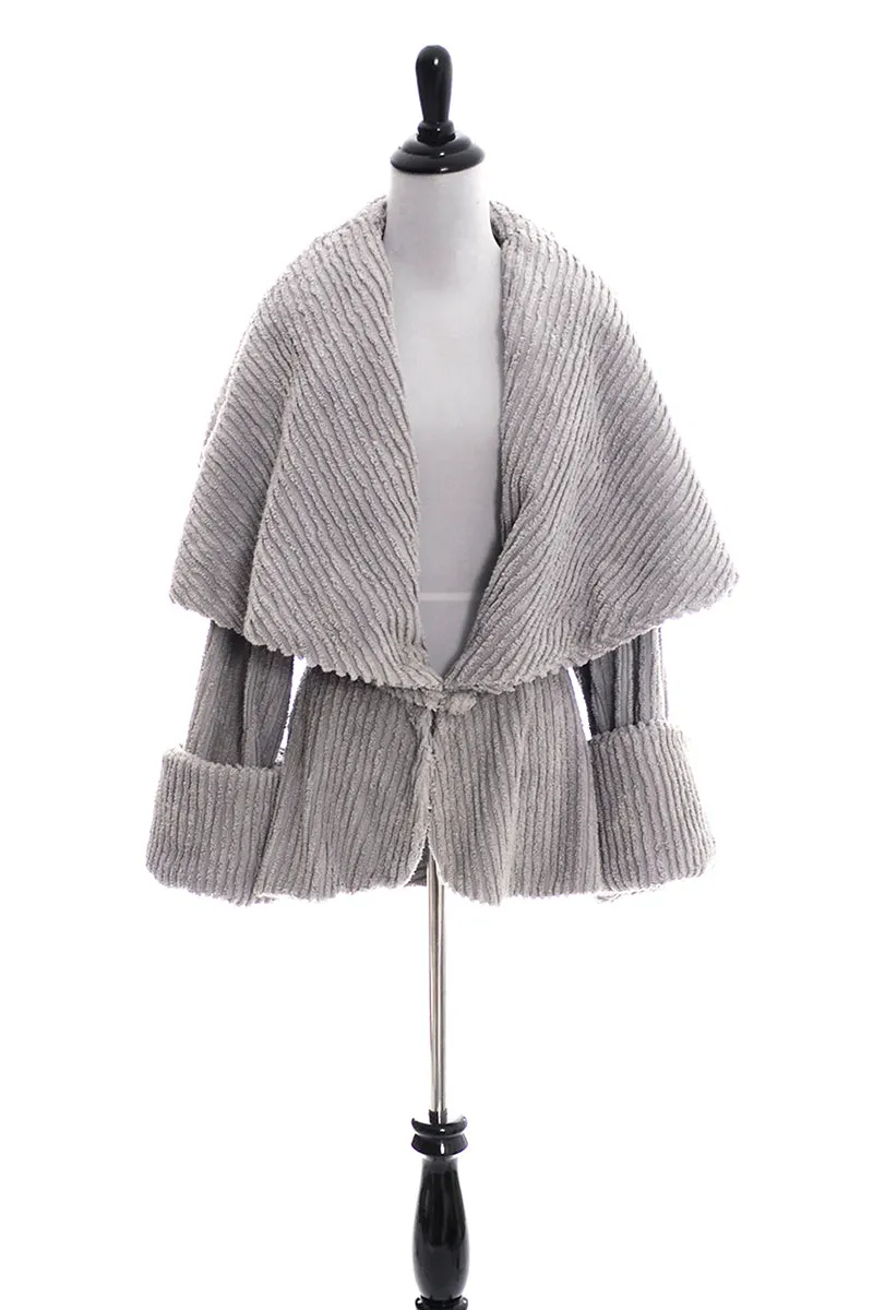 RESERVED // 1980s Norma Kamali Gray Chenille Shawl Collar Jacket w/ Peplum